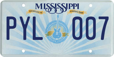 MS license plate PYL007