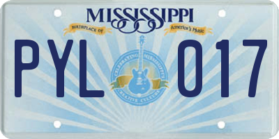 MS license plate PYL017