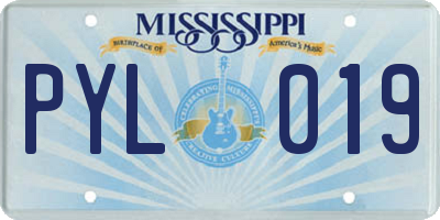 MS license plate PYL019