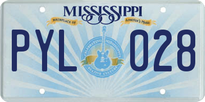 MS license plate PYL028