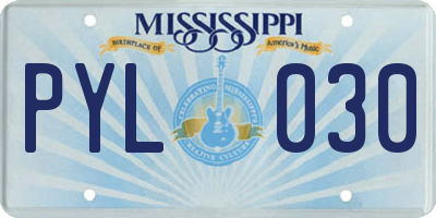 MS license plate PYL030