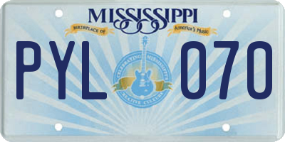MS license plate PYL070