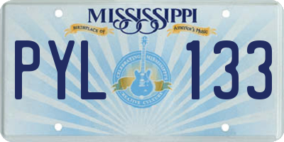 MS license plate PYL133