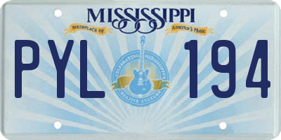 MS license plate PYL194