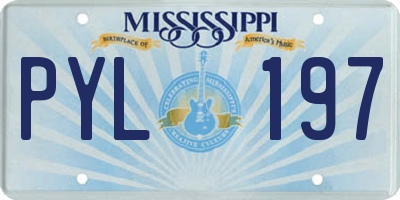MS license plate PYL197