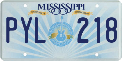 MS license plate PYL218