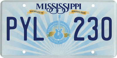 MS license plate PYL230