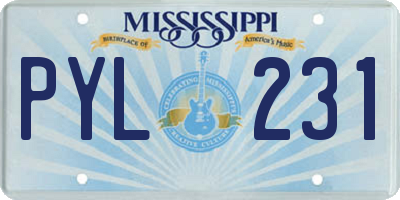 MS license plate PYL231