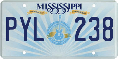 MS license plate PYL238