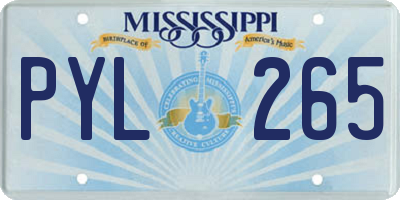 MS license plate PYL265
