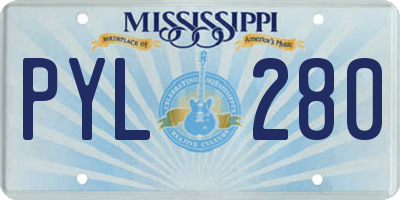 MS license plate PYL280
