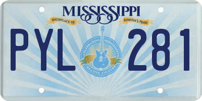 MS license plate PYL281