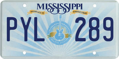 MS license plate PYL289