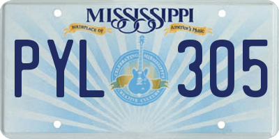 MS license plate PYL305