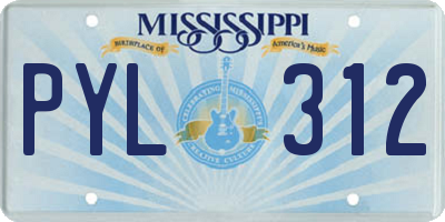 MS license plate PYL312
