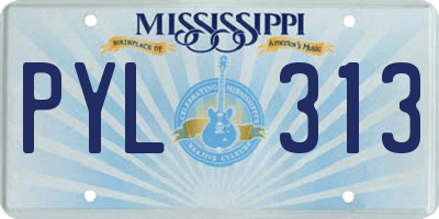 MS license plate PYL313