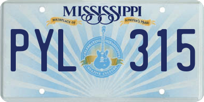 MS license plate PYL315