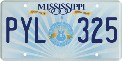 MS license plate PYL325