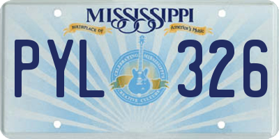 MS license plate PYL326