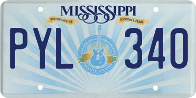 MS license plate PYL340