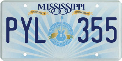 MS license plate PYL355