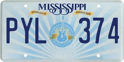 MS license plate PYL374