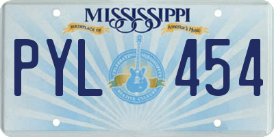 MS license plate PYL454