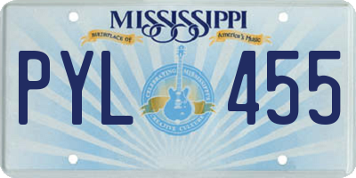 MS license plate PYL455