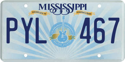 MS license plate PYL467