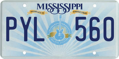 MS license plate PYL560