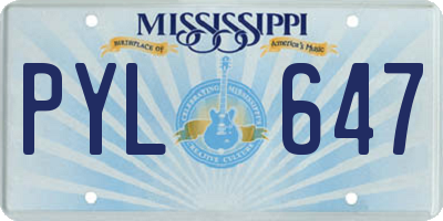 MS license plate PYL647