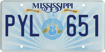 MS license plate PYL651