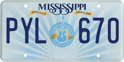 MS license plate PYL670