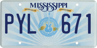 MS license plate PYL671