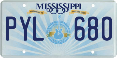 MS license plate PYL680