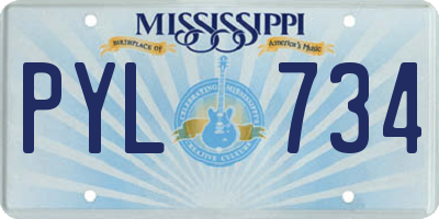 MS license plate PYL734