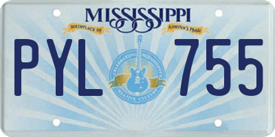 MS license plate PYL755
