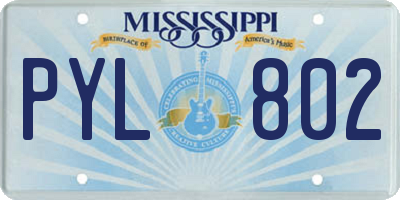 MS license plate PYL802