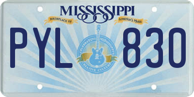 MS license plate PYL830