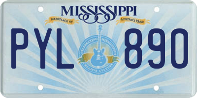 MS license plate PYL890
