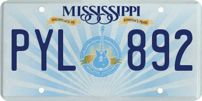 MS license plate PYL892