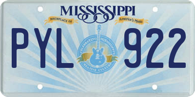 MS license plate PYL922