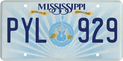 MS license plate PYL929
