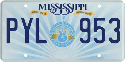 MS license plate PYL953