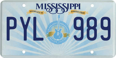 MS license plate PYL989