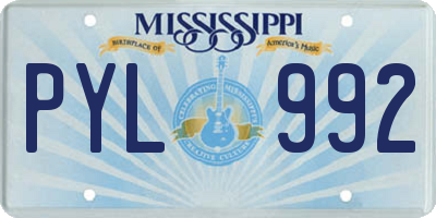 MS license plate PYL992