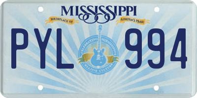 MS license plate PYL994