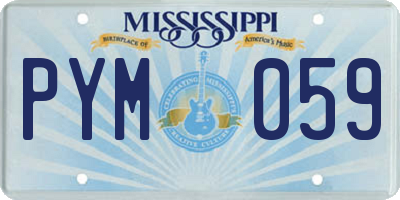 MS license plate PYM059