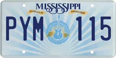 MS license plate PYM115