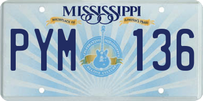 MS license plate PYM136